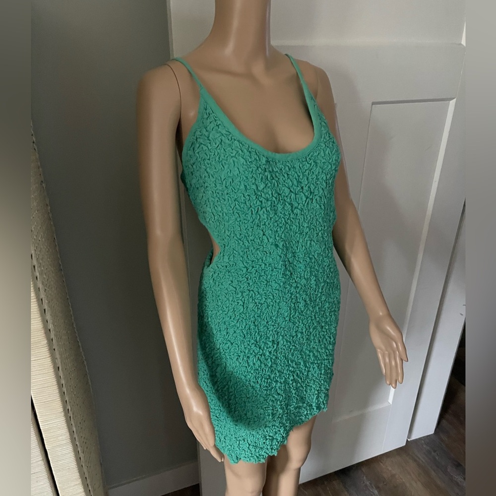 Free People Teal Textured Slip Dress